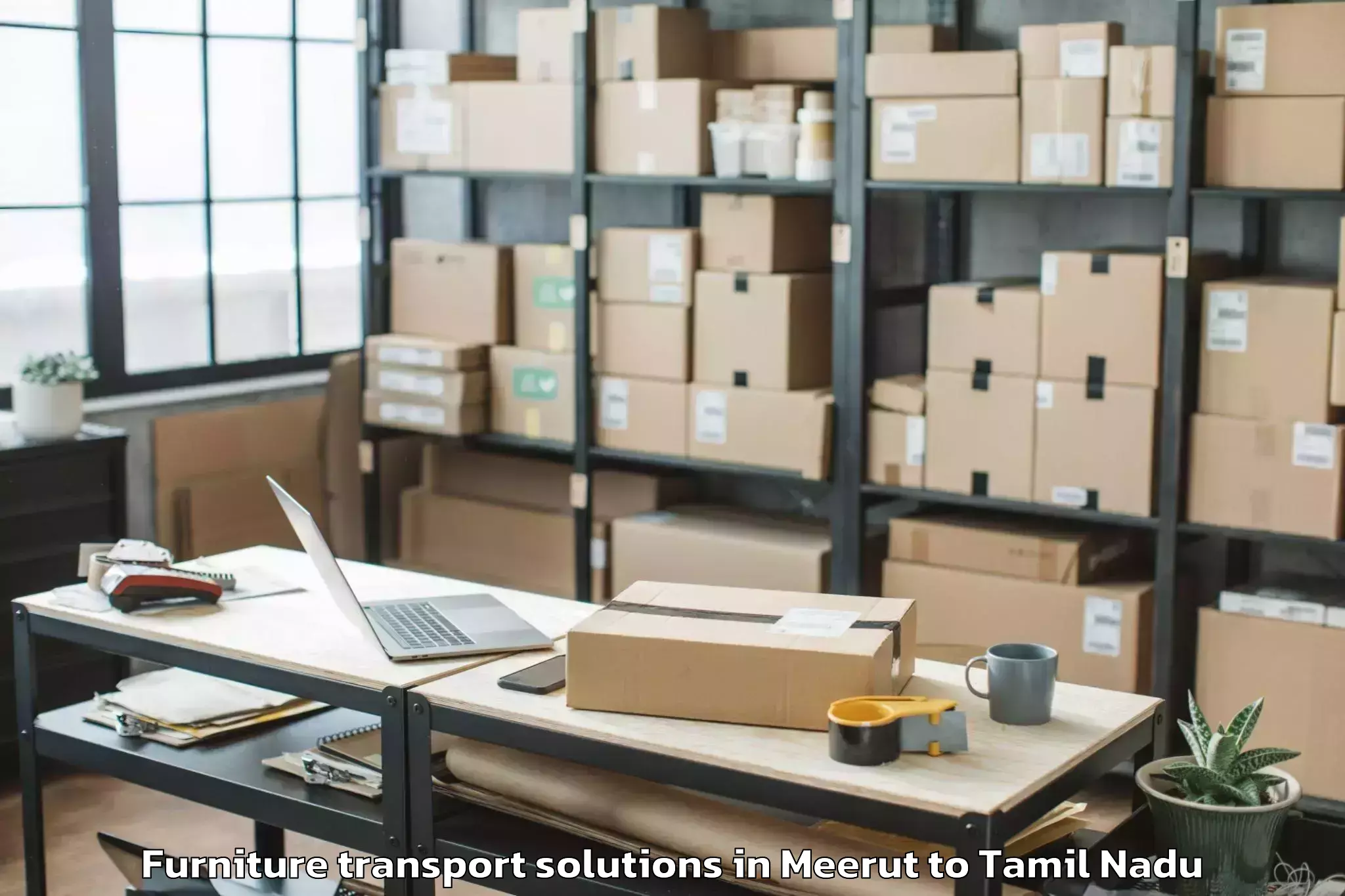 Expert Meerut to Katpadi Furniture Transport Solutions